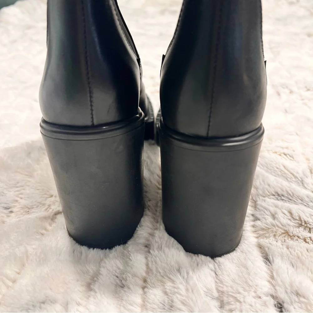 NWOB Barbara Bui Black Elastic Leather Platform Ankle Boots Sz-US-9.5/EU-39.5